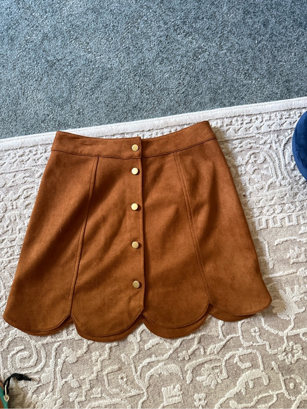 Very J Brown Scallop-Hem Skirt